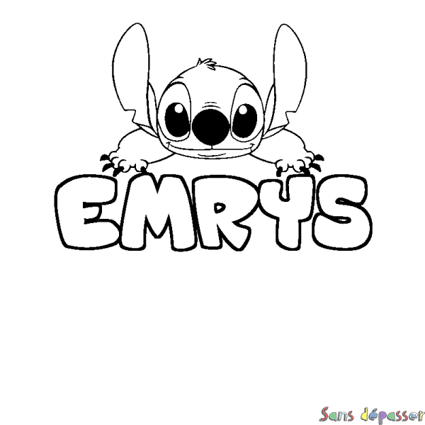 Coloriage prénom EMRYS - d&eacute;cor Stitch