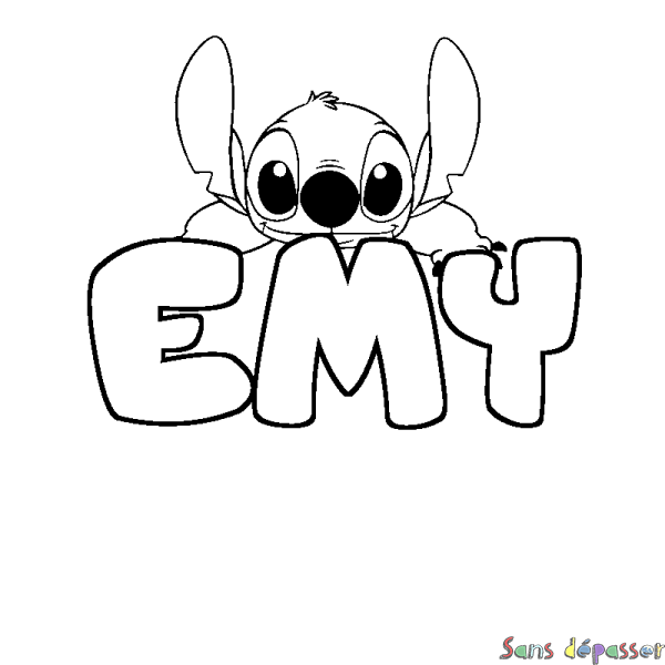Coloriage prénom EMY - d&eacute;cor Stitch