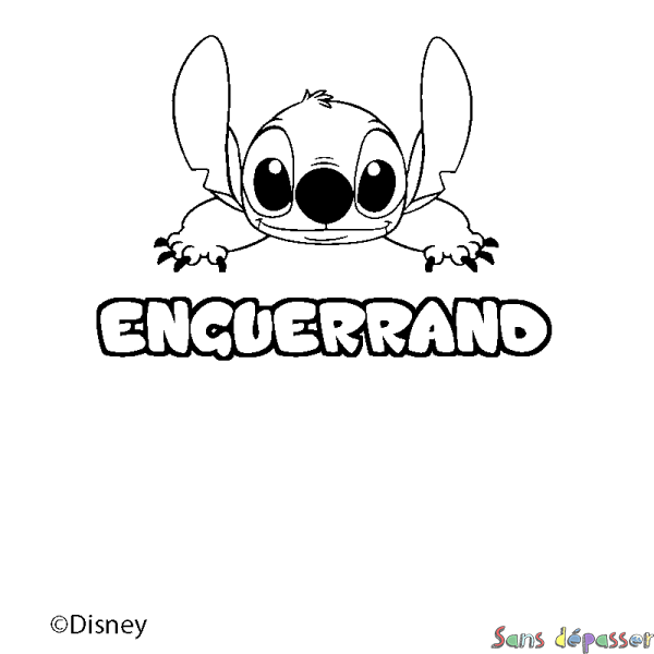 Coloriage pr&eacute;nom ENGUERRAND - d&eacute;cor Stitch