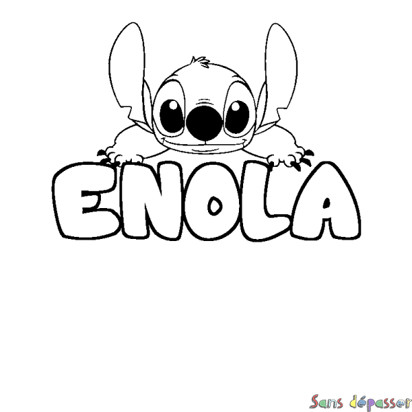 Coloriage prénom ENOLA - d&eacute;cor Stitch