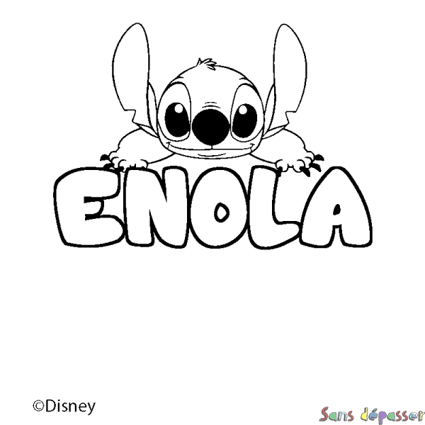Coloriage pr&eacute;nom ENOLA - d&eacute;cor Stitch