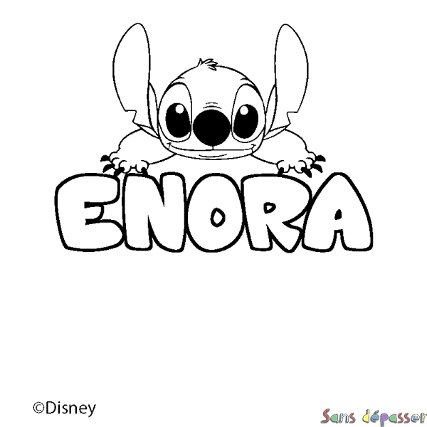 Coloriage pr&eacute;nom ENORA - d&eacute;cor Stitch