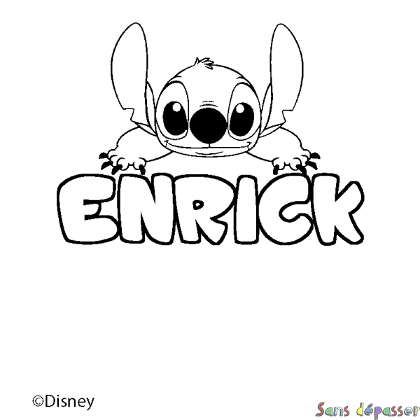 Coloriage pr&eacute;nom ENRICK - d&eacute;cor Stitch