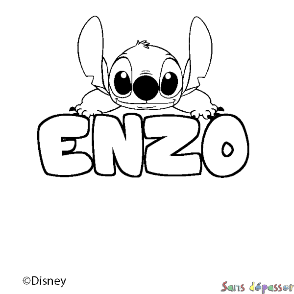Coloriage pr&eacute;nom ENZO - d&eacute;cor Stitch