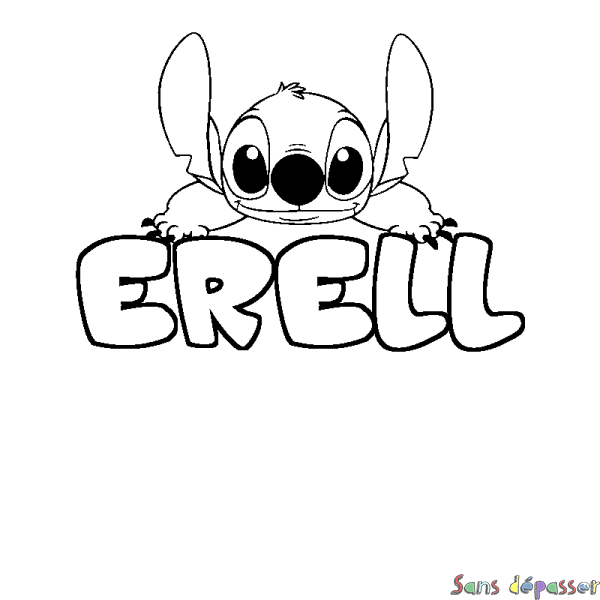 Coloriage prénom ERELL - d&eacute;cor Stitch