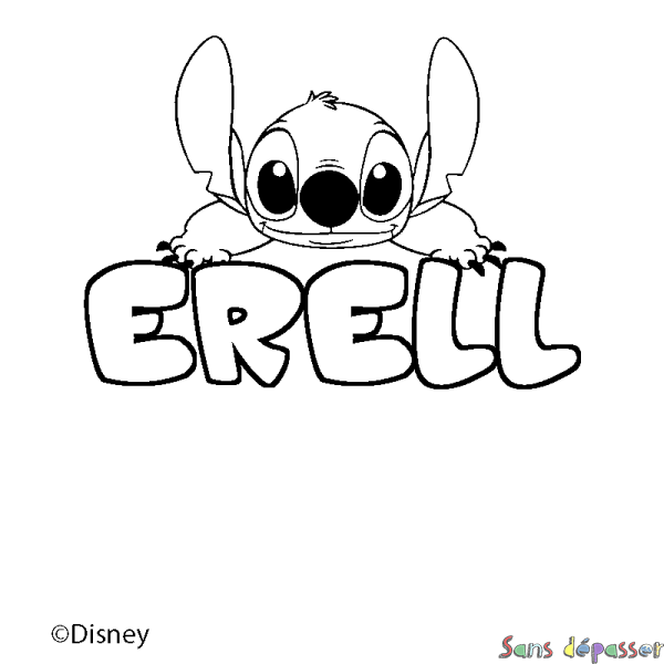 Coloriage pr&eacute;nom ERELL - d&eacute;cor Stitch