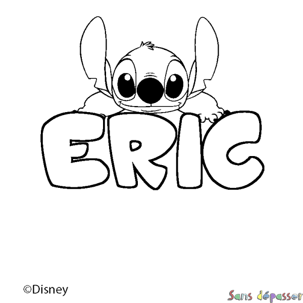 Coloriage pr&eacute;nom ERIC - d&eacute;cor Stitch