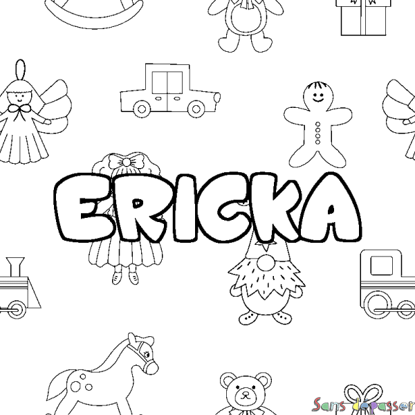Coloriage prénom ERICKA - d&eacute;cor Jouets