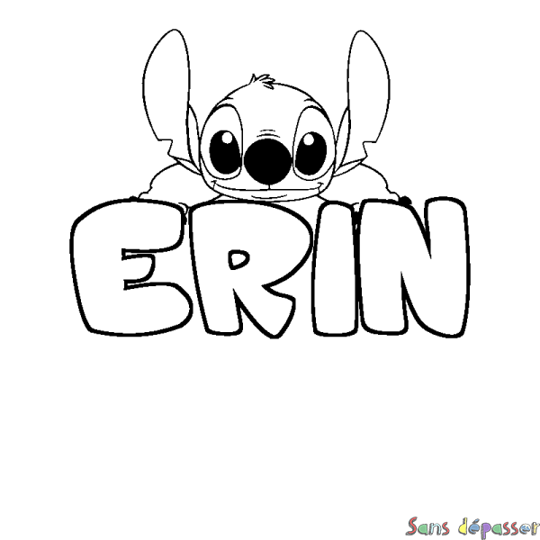 Coloriage prénom ERIN - d&eacute;cor Stitch