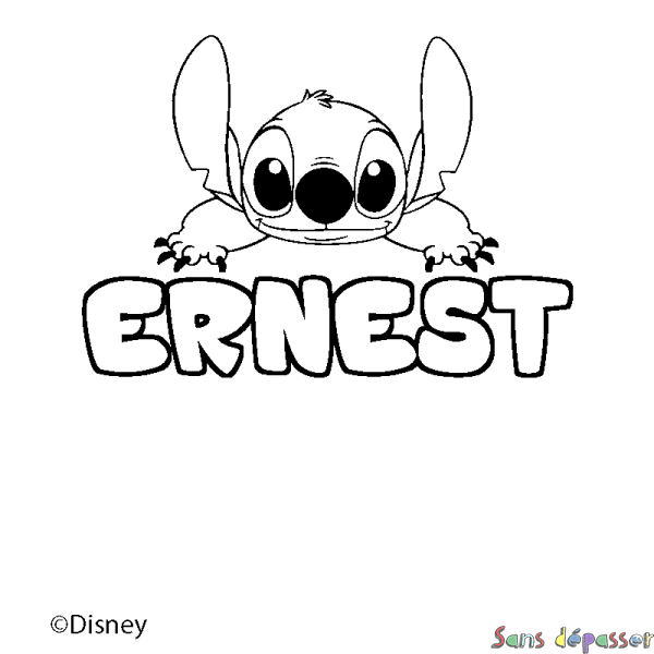 Coloriage pr&eacute;nom ERNEST - d&eacute;cor Stitch