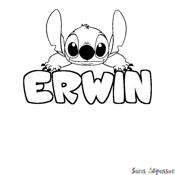 Coloriage prénom ERWIN - d&eacute;cor Stitch