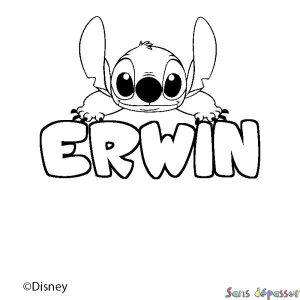 Coloriage pr&eacute;nom ERWIN - d&eacute;cor Stitch