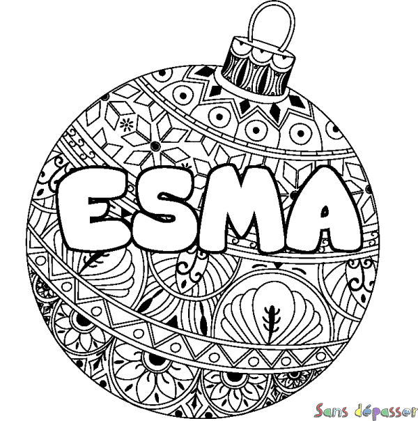 Coloriage pr&eacute;nom ESMA - d&eacute;cor Boule de No&euml;l