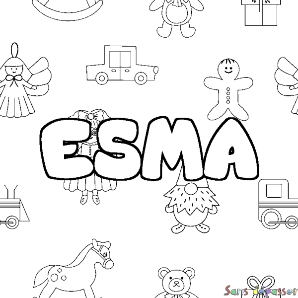 Coloriage prénom ESMA - d&eacute;cor Jouets