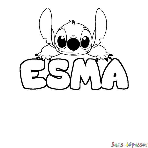 Coloriage prénom ESMA - d&eacute;cor Stitch
