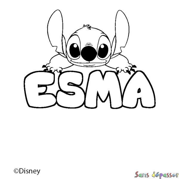 Coloriage pr&eacute;nom ESMA - d&eacute;cor Stitch