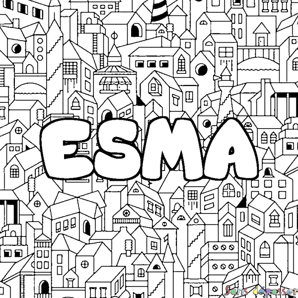 Coloriage prénom ESMA - d&eacute;cor Ville