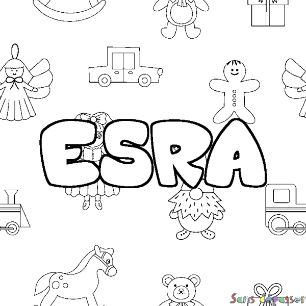 Coloriage prénom ESRA - d&eacute;cor Jouets