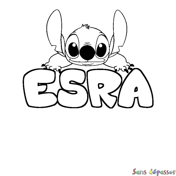 Coloriage prénom ESRA - d&eacute;cor Stitch