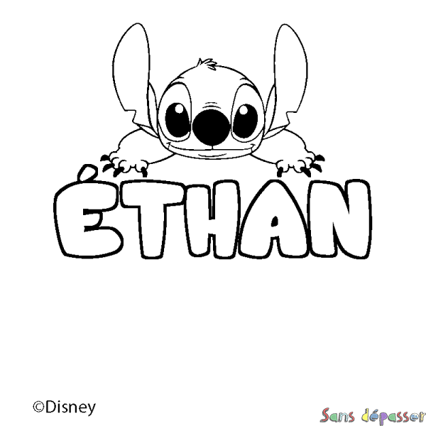 Coloriage pr&eacute;nom &Eacute;THAN - d&eacute;cor Stitch