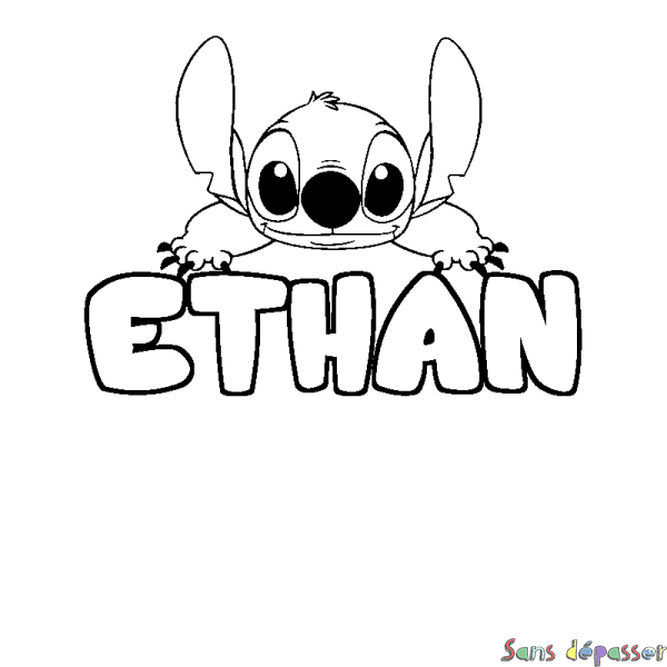 Coloriage prénom ETHAN - d&eacute;cor Stitch