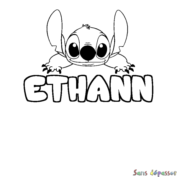 Coloriage prénom ETHANN - d&eacute;cor Stitch