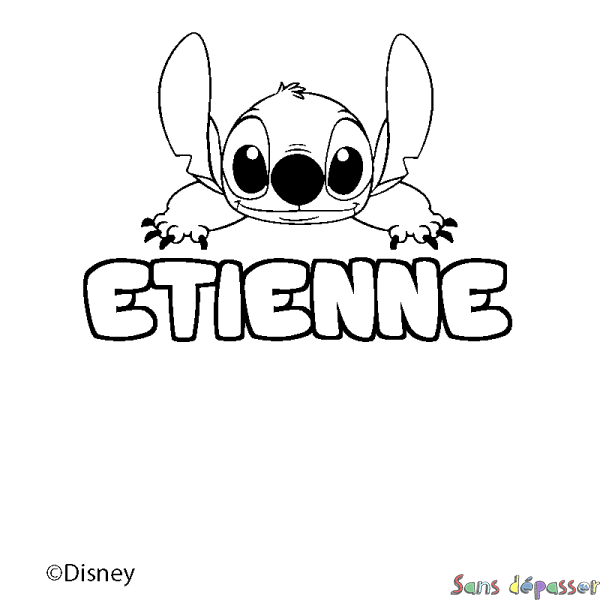 Coloriage pr&eacute;nom ETIENNE - d&eacute;cor Stitch