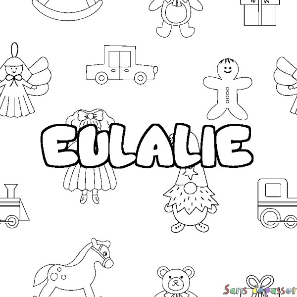 Coloriage prénom EULALIE - d&eacute;cor Jouets