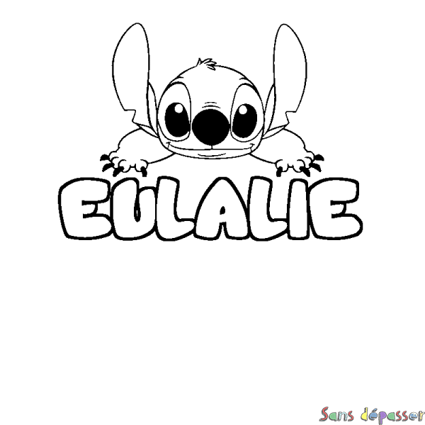 Coloriage prénom EULALIE - d&eacute;cor Stitch