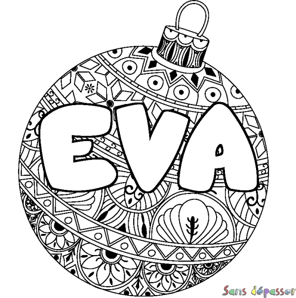 Coloriage prénom EVA - d&eacute;cor Boule de No&euml;l