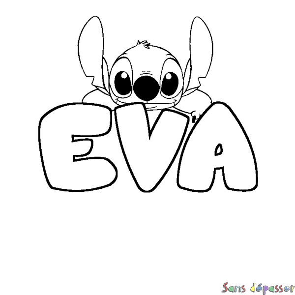 Coloriage prénom EVA - d&eacute;cor Stitch