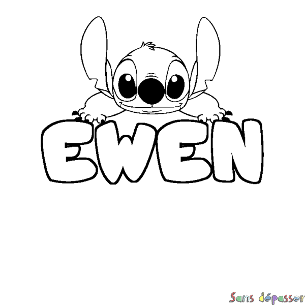 Coloriage prénom EWEN - d&eacute;cor Stitch