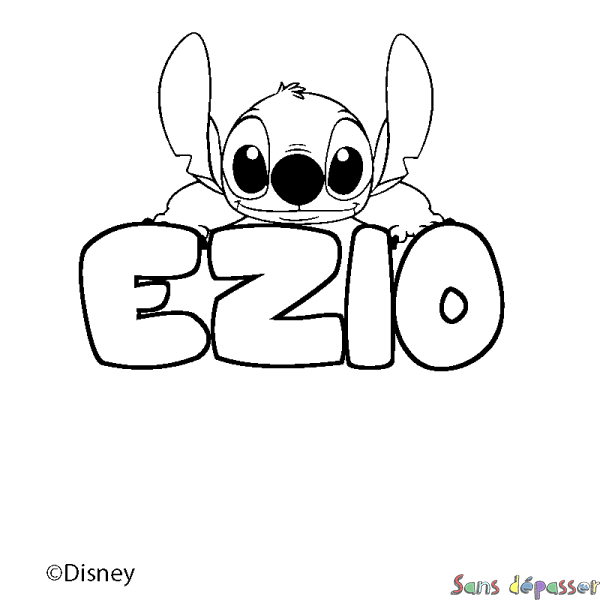 Coloriage pr&eacute;nom EZIO - d&eacute;cor Stitch
