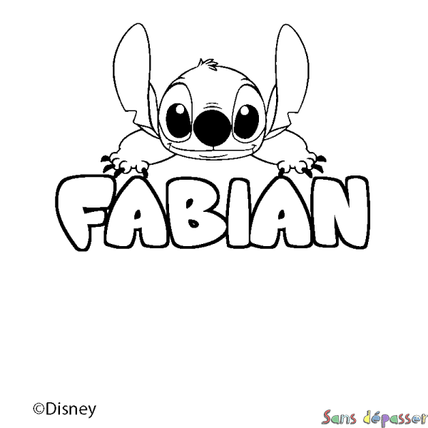 Coloriage pr&eacute;nom FABIAN - d&eacute;cor Stitch