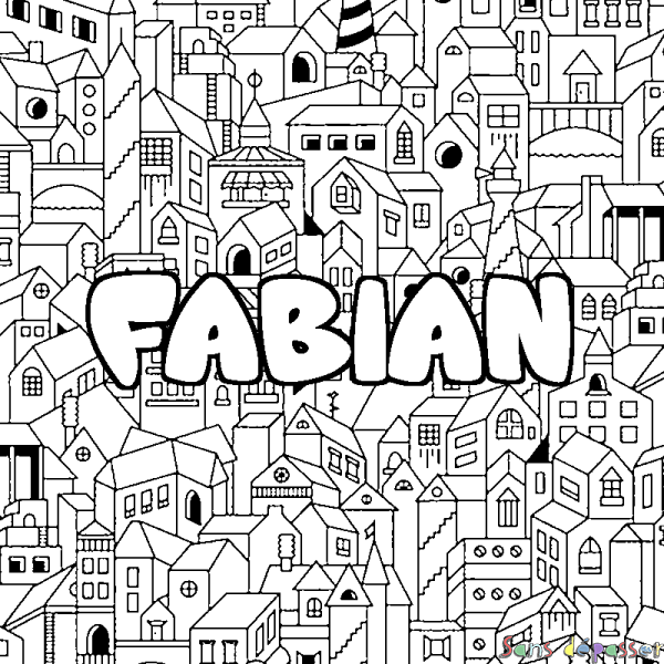Coloriage prénom FABIAN - d&eacute;cor Ville