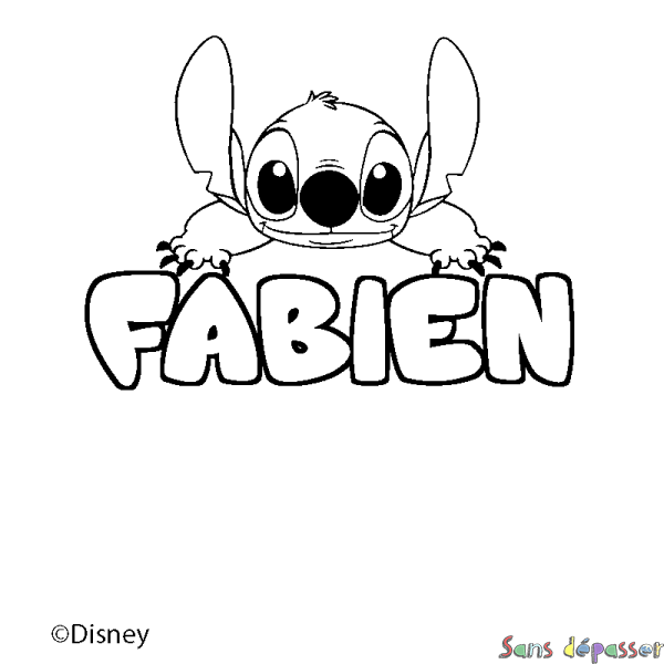 Coloriage pr&eacute;nom FABIEN - d&eacute;cor Stitch