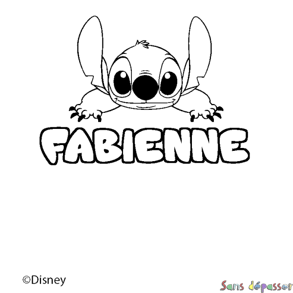 Coloriage pr&eacute;nom FABIENNE - d&eacute;cor Stitch