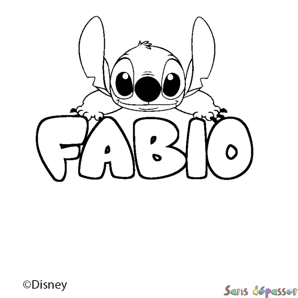 Coloriage pr&eacute;nom FABIO - d&eacute;cor Stitch