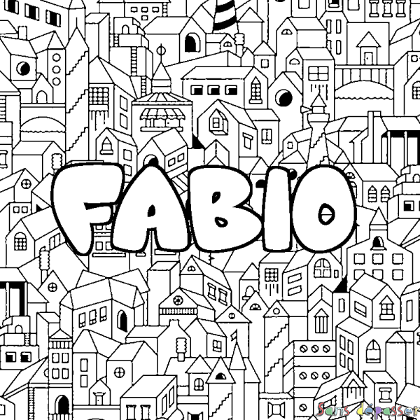 Coloriage prénom FABIO - d&eacute;cor Ville
