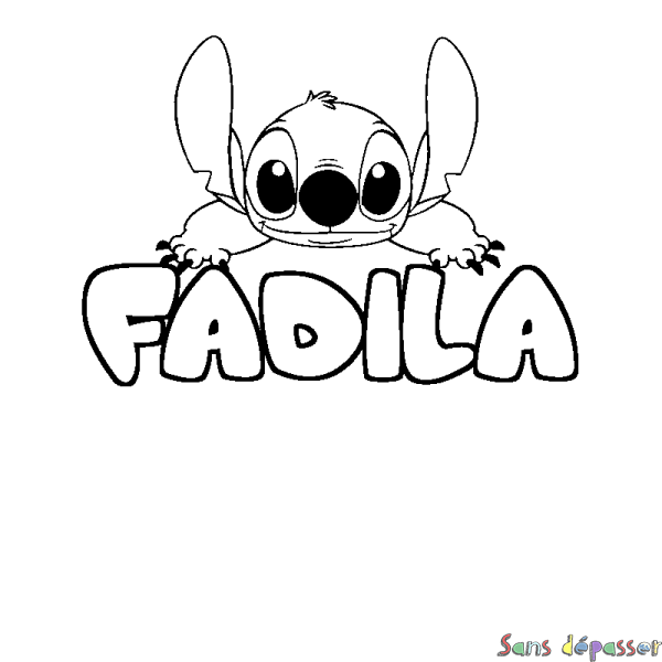 Coloriage prénom FADILA - d&eacute;cor Stitch