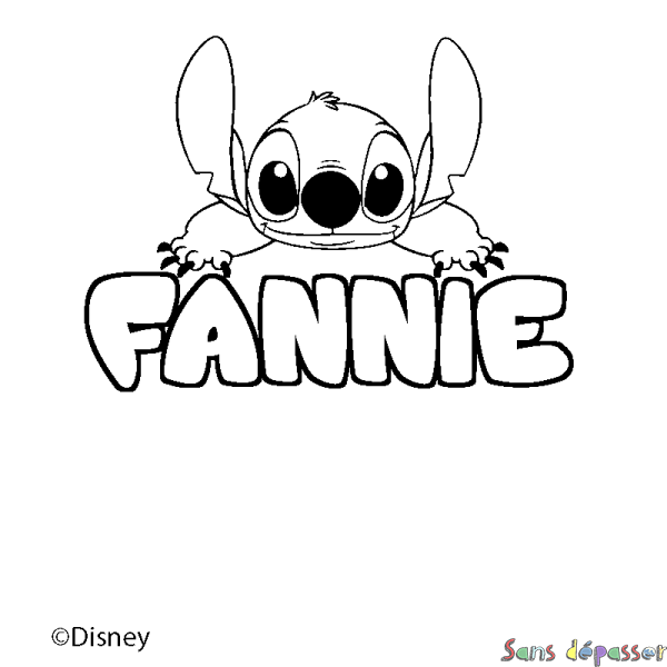 Coloriage pr&eacute;nom FANNIE - d&eacute;cor Stitch
