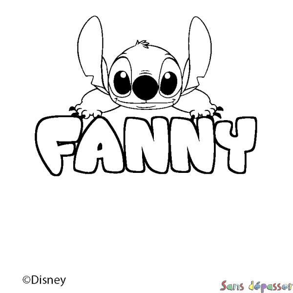 Coloriage pr&eacute;nom FANNY - d&eacute;cor Stitch
