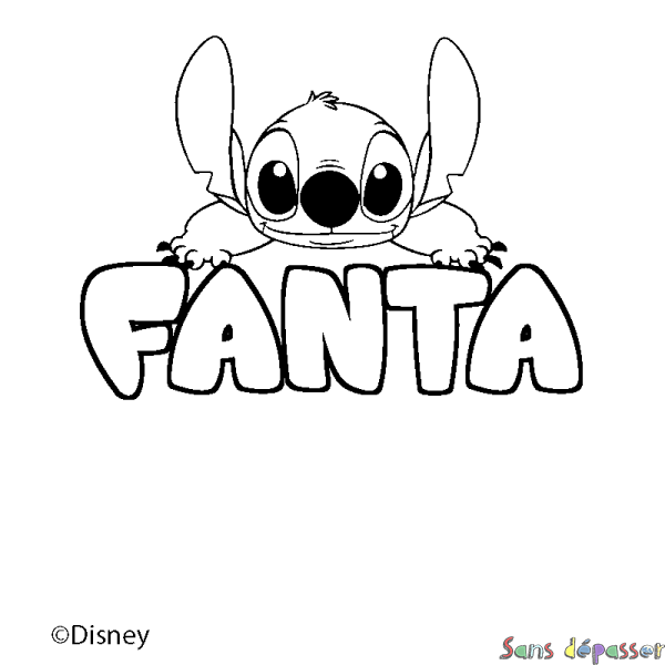 Coloriage pr&eacute;nom FANTA - d&eacute;cor Stitch