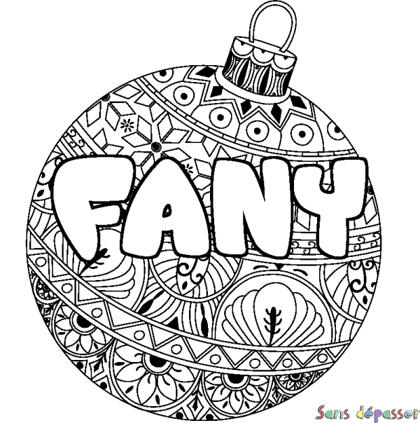 Coloriage pr&eacute;nom FANY - d&eacute;cor Boule de No&euml;l