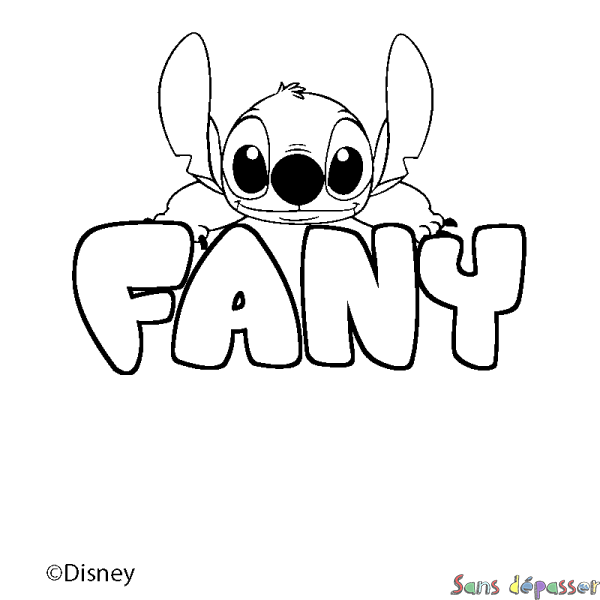 Coloriage pr&eacute;nom FANY - d&eacute;cor Stitch