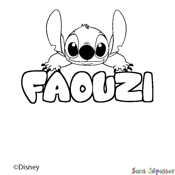 Coloriage pr&eacute;nom FAOUZI - d&eacute;cor Stitch