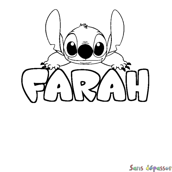 Coloriage prénom FARAH - d&eacute;cor Stitch