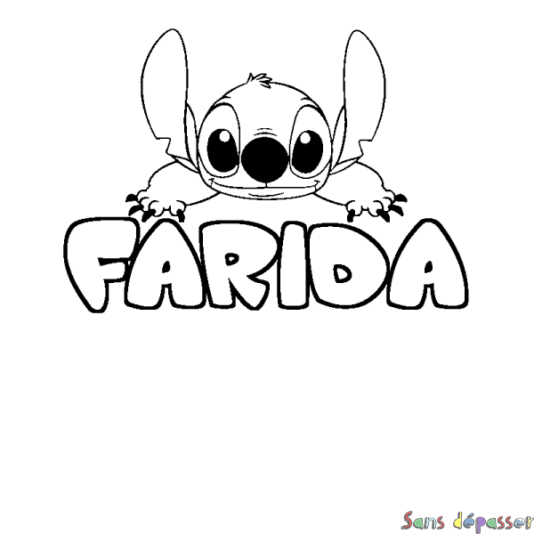 Coloriage prénom FARIDA - d&eacute;cor Stitch