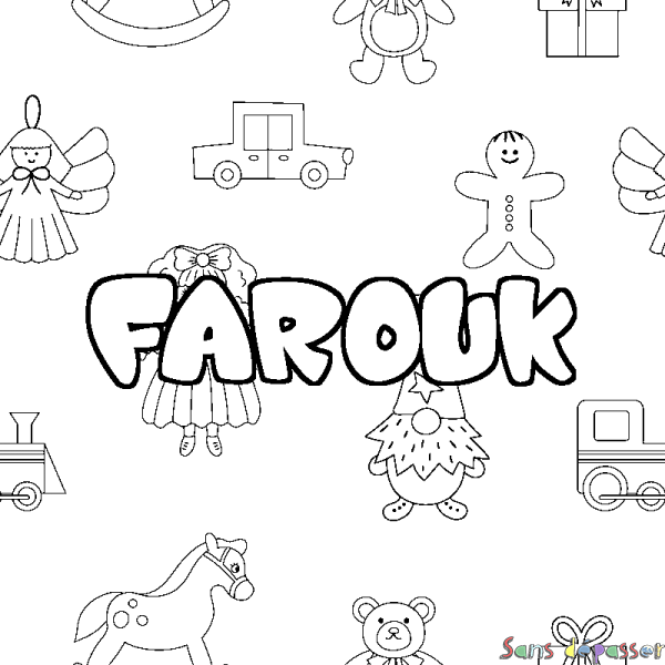 Coloriage prénom FAROUK - d&eacute;cor Jouets