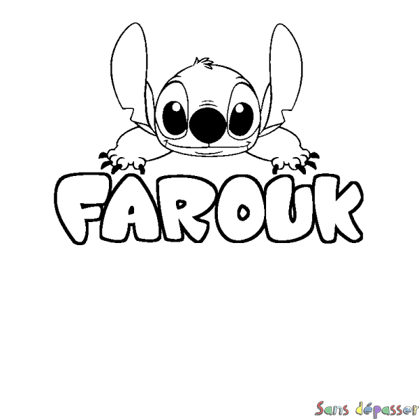 Coloriage prénom FAROUK - d&eacute;cor Stitch